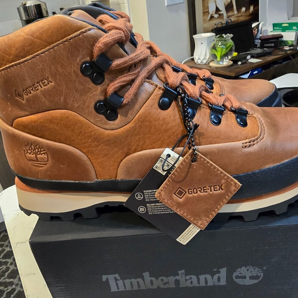 TIMBERLAND Euro Hiker Rust / Black Mid GORE-TEX Waterproof Boot MENS 9 Trail NEW